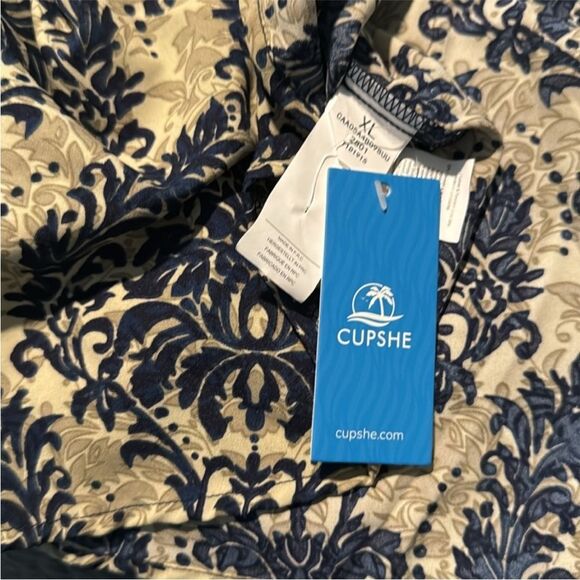 Cupshe Blue Damask Sleeveless Smocked Waist Mini Dress Size XL NWT - Picture 5 of 10